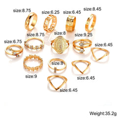 13 Pieces Medallion Ring Set With Austrian Crystals